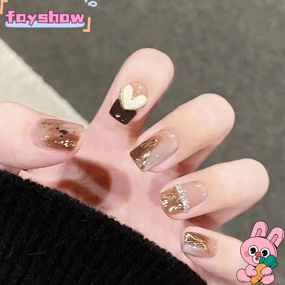 Set 24 Móng Tay Giả Hình Trái Tim Có Thể Tháo Rời|Bộ Móng Tay Giả Hình Bướm Xinh Xắn