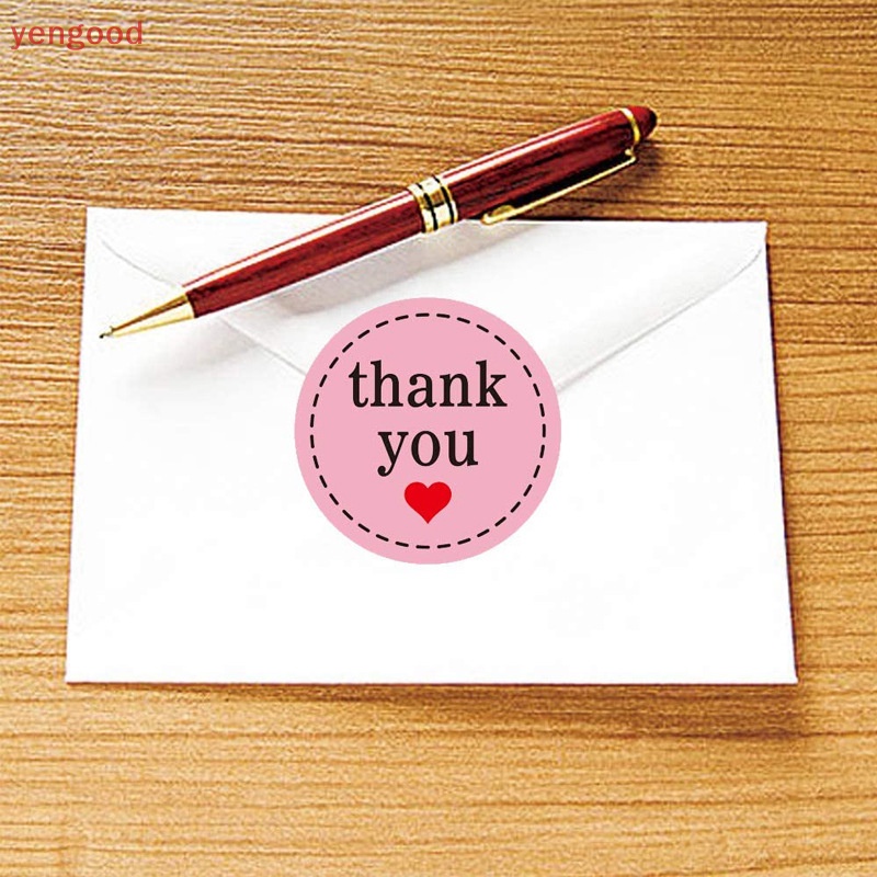 Set 500 Miếng Dán 1 inch Màu Hồng In Chữ Thank You Trang Trí Tiệc Cưới