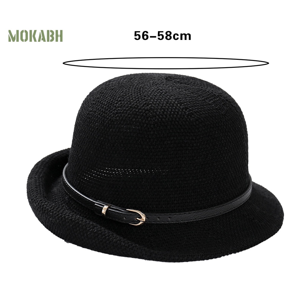 Mũ Chống Nắng Dệt Kim Mỏng Thoáng Khí Màu Trơn Có Thắt Lưng Uốn Cong Thời Trang Đi Biển Mùa Hè Cho Nữ