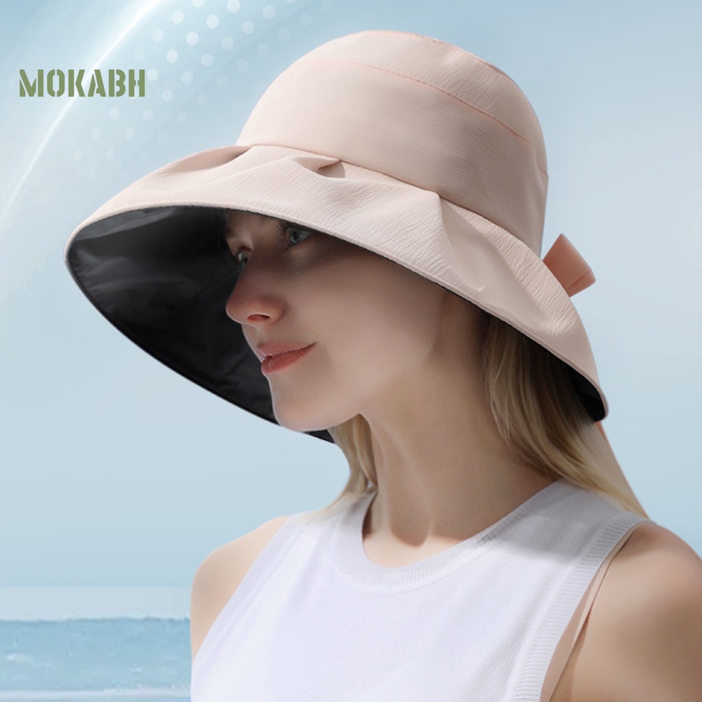 Nón Tai Bèo Chống Tia UV Màu Trơn Thắt Nơ Thời Trang Cho Nữ