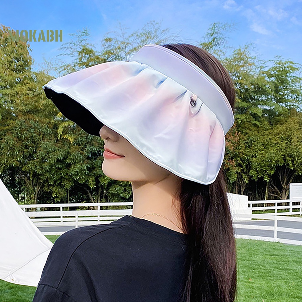 [Mok Abh] Mũ Rộng Vành Hở Chóp Chống Tia UV Co Giãn Phong Cách Hàn Quốc Cho Nữ