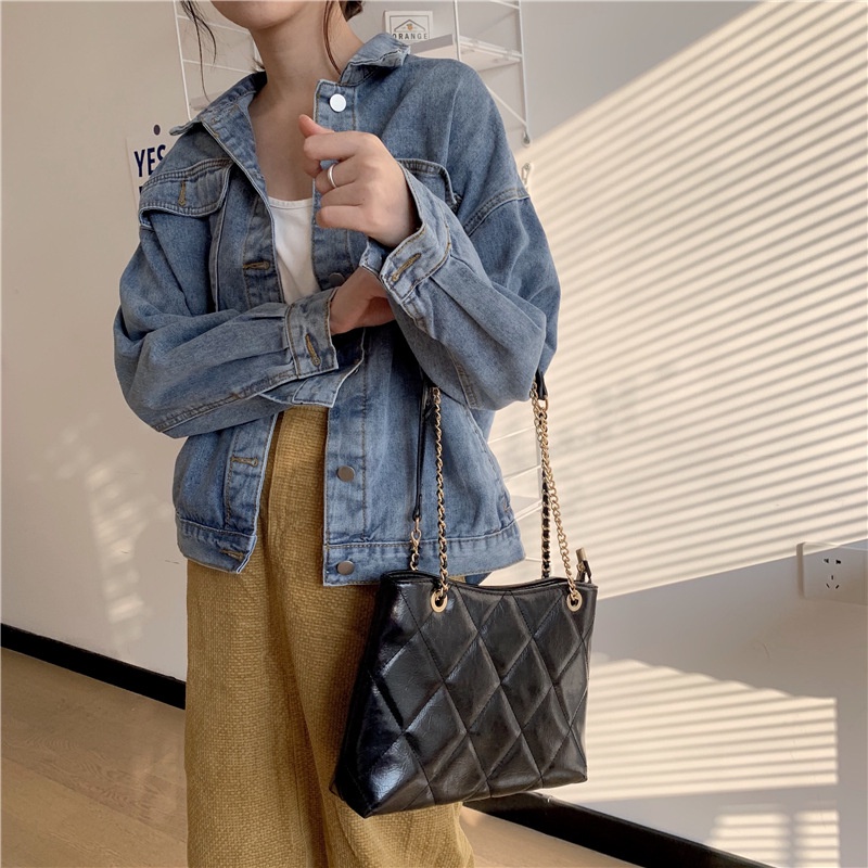 Túi Xách Da Cừu Đính Kim Cương Giả Cao Cấp Thời Trang