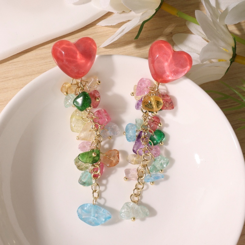 Bông Tai Dáng Dài Đính Đá Phối Tua Rua Thời Trang Cho Nữ