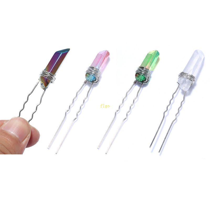 Kẹp Chữ U Pha Lê Màu Gradient Phong Cách Boho Dành Cho Cô Dâu