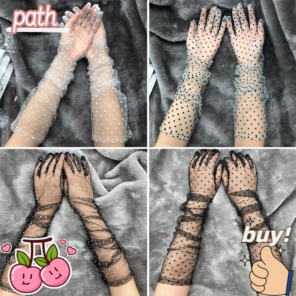 Găng Tay Vải Tuyn Phối Ren Co Giãn Thời Trang Mùa Hè Cổ Điển