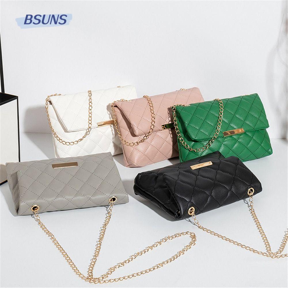 Túi Đeo Chéo Da PU Phối Dây Xích Thiết Kế Đơn Giản Thời Trang