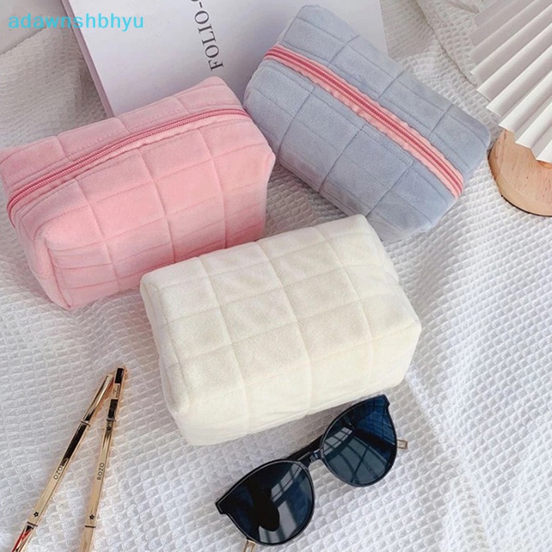 1 Túi Đựng Mỹ Phẩm adawnshbhyu Cỡ Lớn Bằng Lông Màu Trơn Có Khóa Kéo Tiện Dụng Mang Theo Du Lịch Cho Nữ