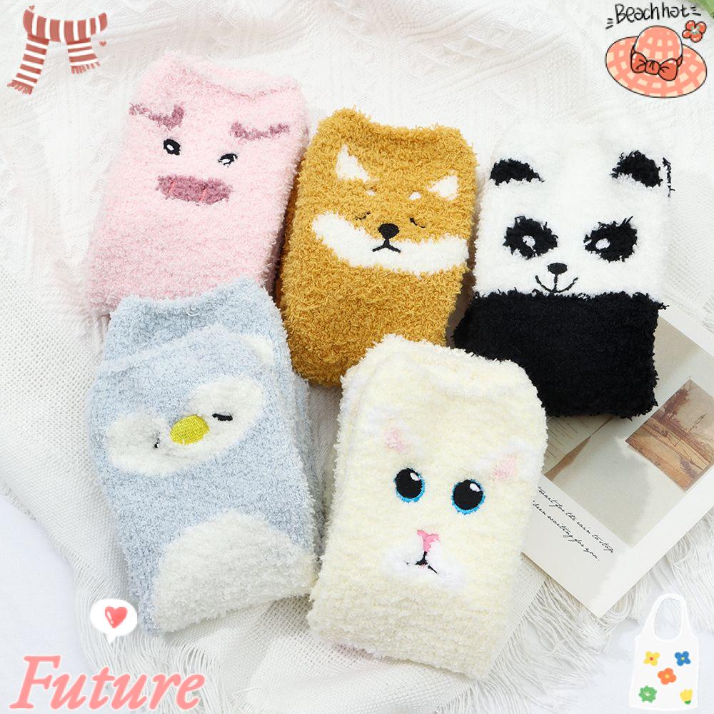 Vớ Ống Vải Bông Dày Ấm Áp Họa Tiết Hoạt Hình Động Vật Dễ Thương