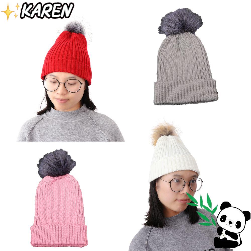 Karen Mũ Len Beanie Rộng Vành Có Thể Tháo Rời Cho Nữ