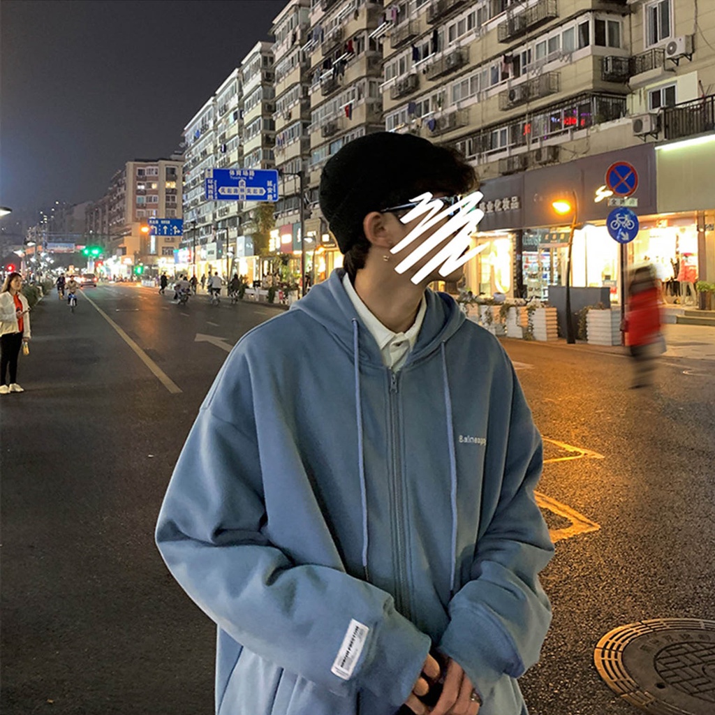 Áo nỉ có khóa Unisex dáng rộng áo khoác nam nữ