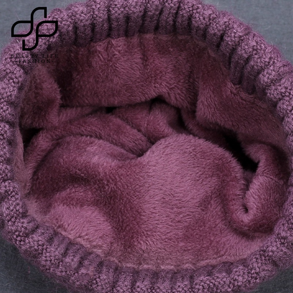 Nón Trùm Đầu Giữ Ấm Mùa Đông Mềm Mại Co Giãn Kết Cấu Xoắn Gọn Nhẹ Bảo Vệ Tai Cho Bà