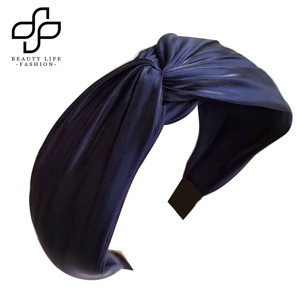 Băng Đô Cài Tóc Vải Bản Rộng Thắt Nút Màu Trơn Thời Trang Cho Nữ