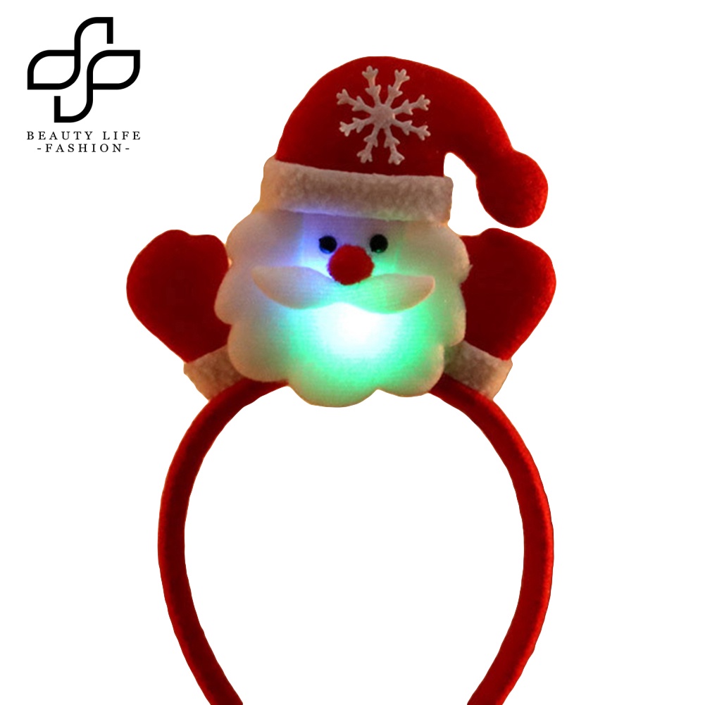 Băng Đô Cài Tóc Hình Gấu Phát Quang Phong Cách Giáng Sinh Unisex