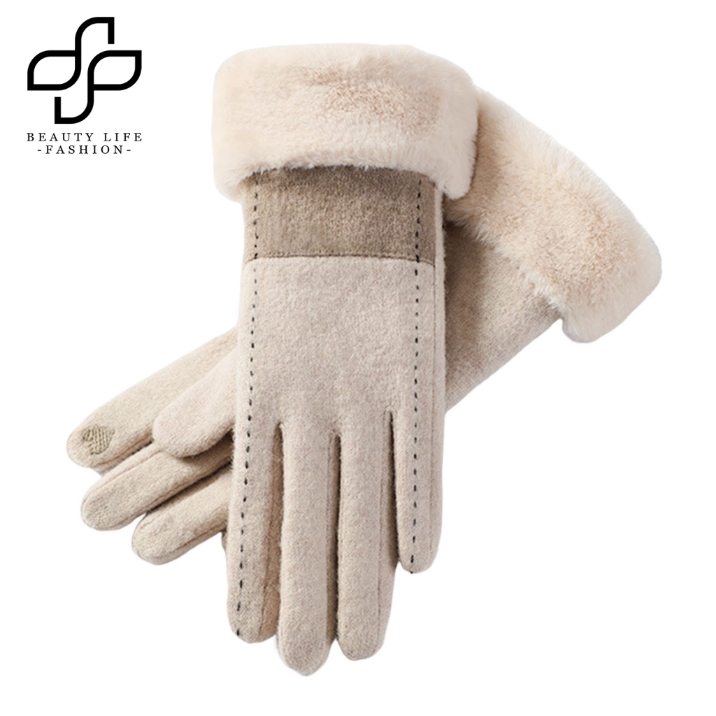 1 Đôi Găng Tay Lông Nhung Mềm Mại Dày Dặn Giữ Ấm Có Thể Chạm Màn Hình Cảm Ứng Thanh Lịch Dành Cho Nữ
