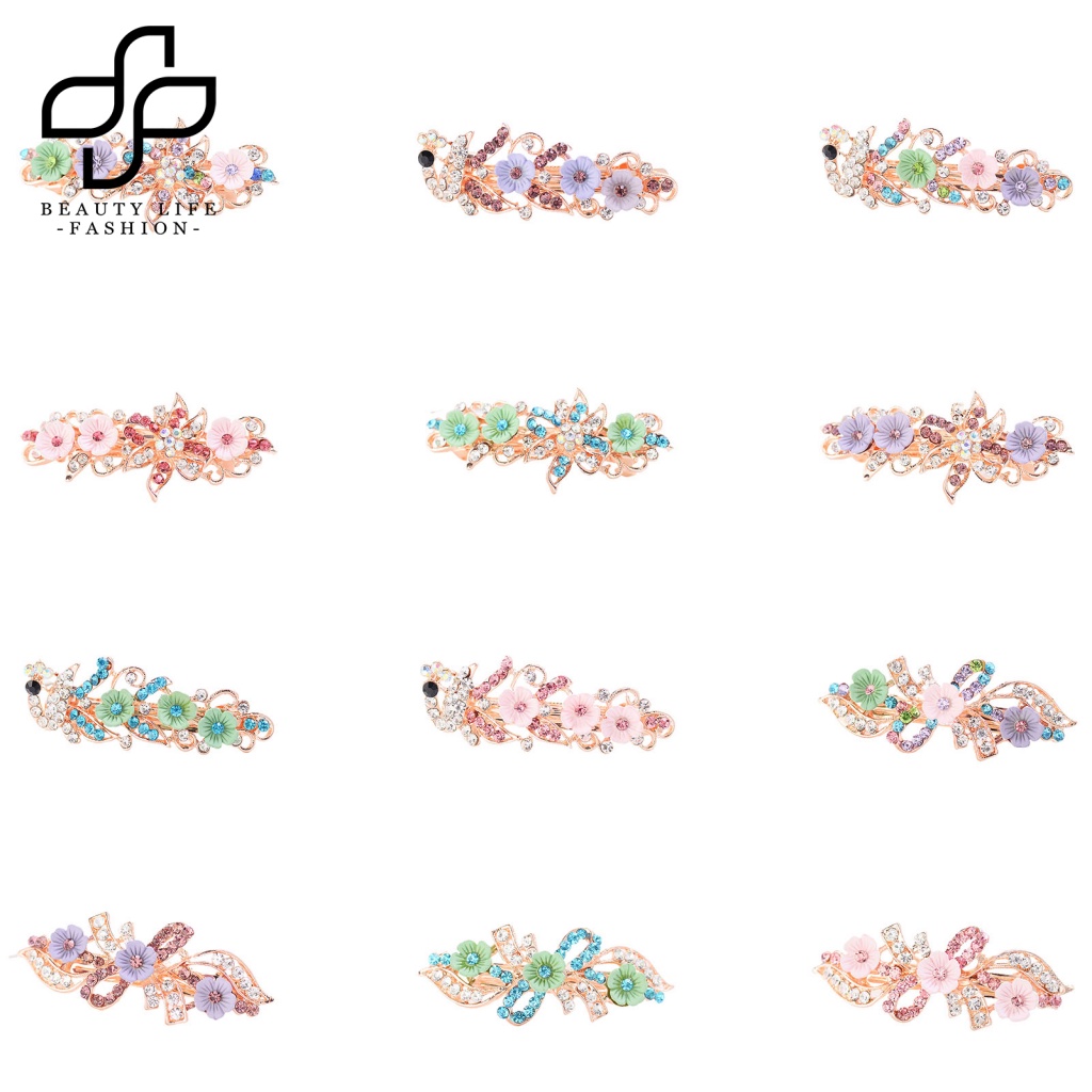 Kẹp Tóc Hình Nơ / Chim Công Đính Đá Lấp Lánh Thời Trang Cho Nữ