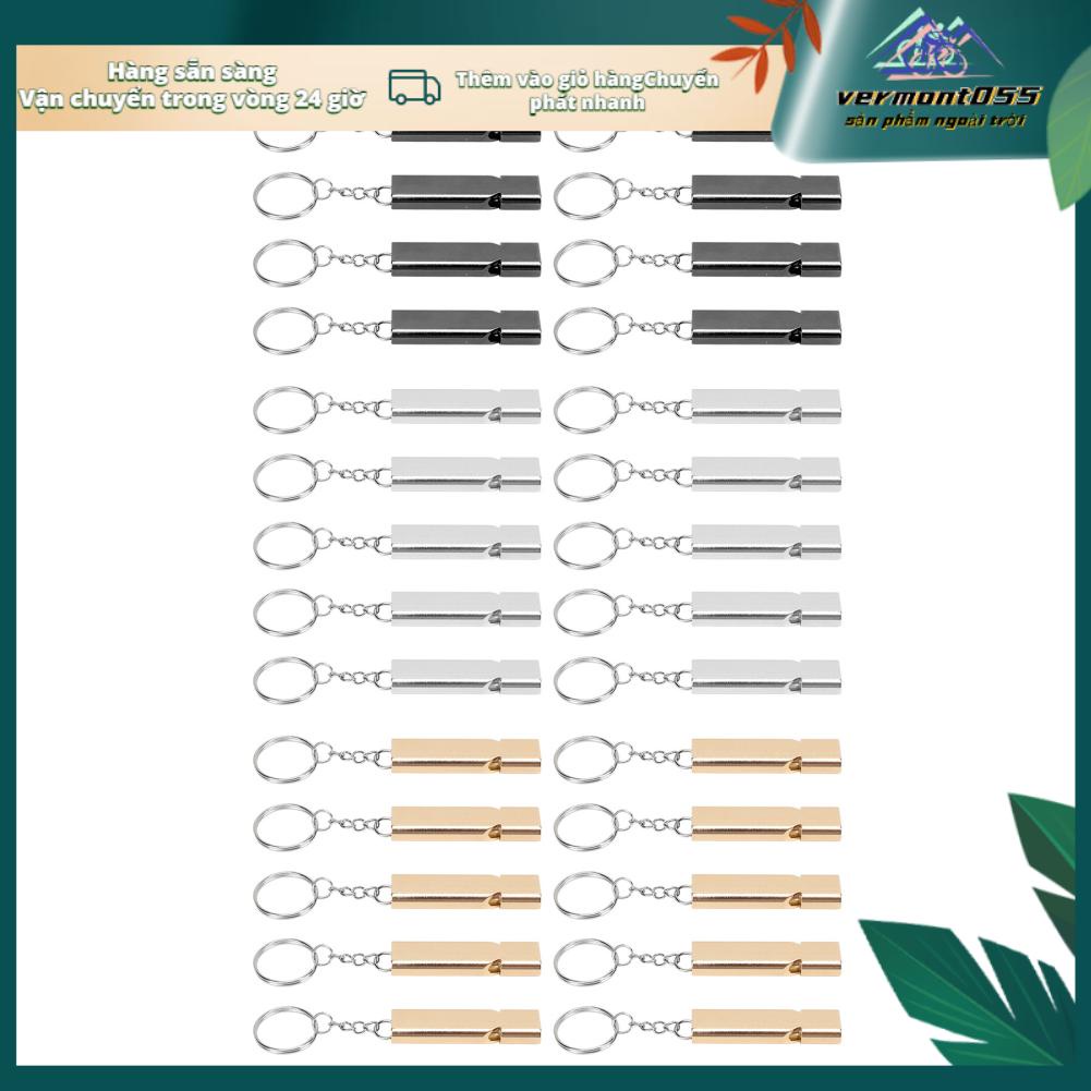 Vermont055 10 Chiếc Hợp Kim Nhôm Khẩn Cấp Còi Sinh Tồn Đôi Ống Tần Số Cao Có Móc Khóa