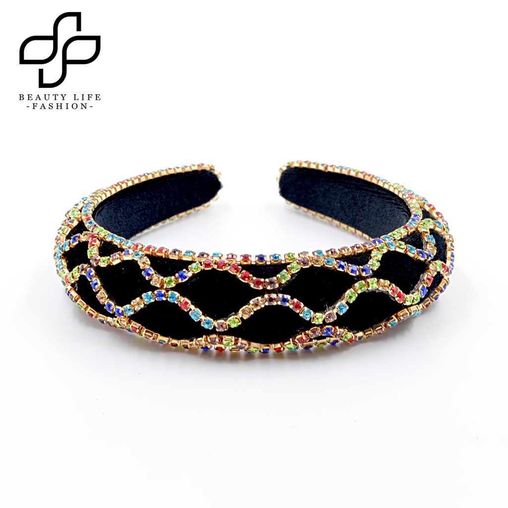 Băng Đô Cài Tóc Bản Rộng Đính Đá Phong Cách Baroque Cổ Điển