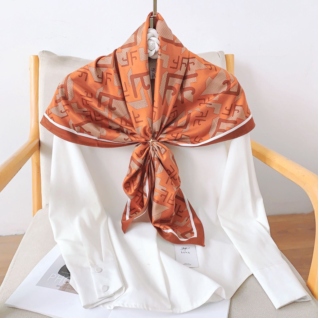 Khăn Choàng Cổ Hình Vuông Cỡ Lớn 90 * 90cm In Chữ Thời Trang Xuân Hè Cho Nữ