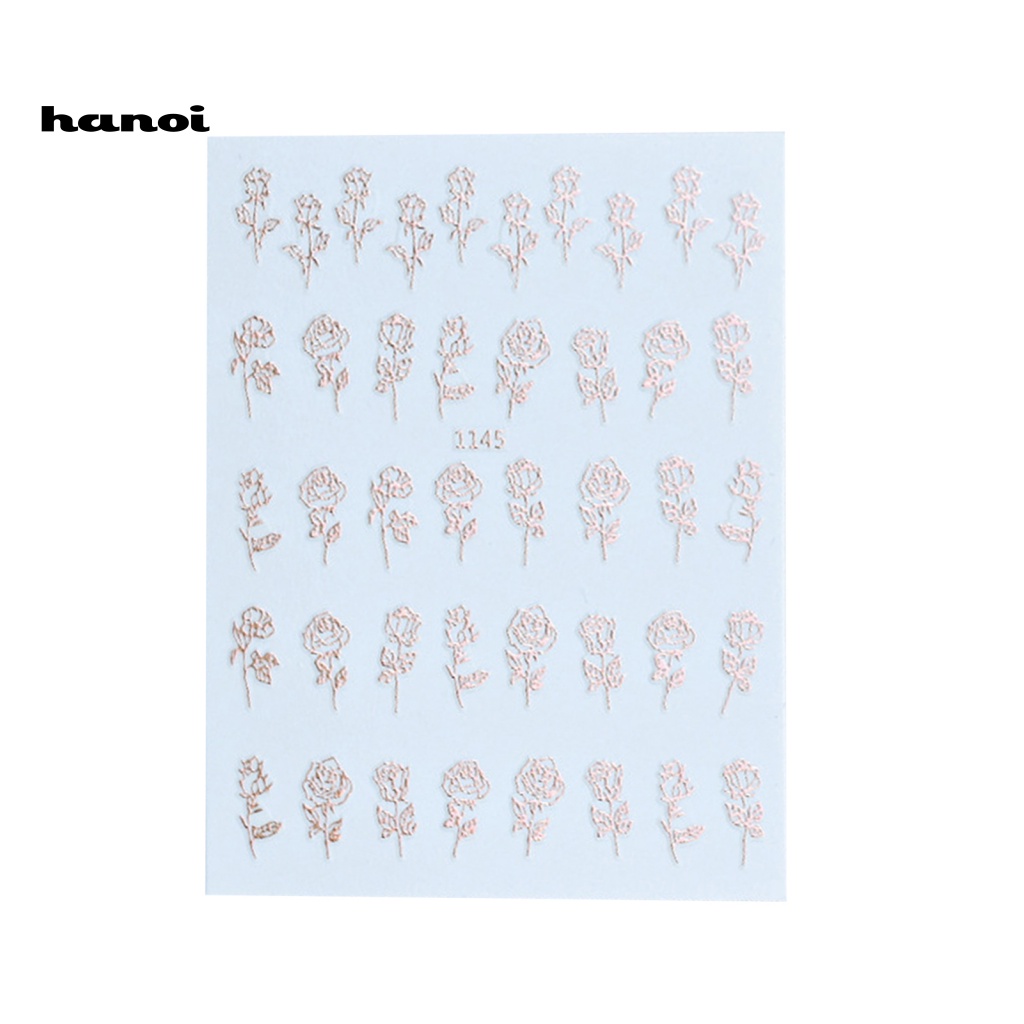 Miếng Dán Trang Trí Móng Tay Tự Dính Không Mùi Họa Tiết Hoa Hồng Tinh Tế