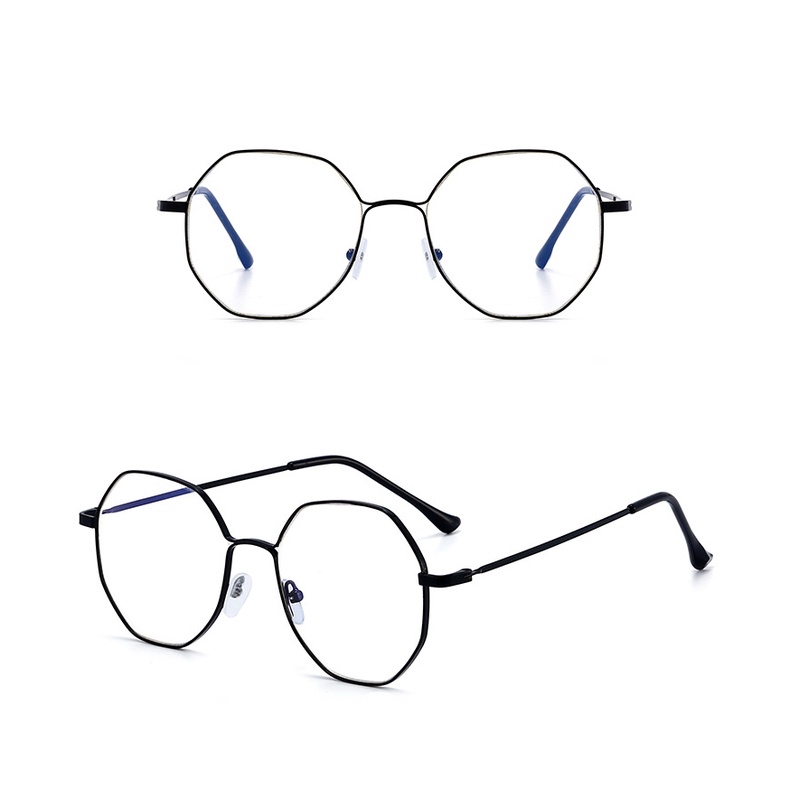 Kính Mát Gọng Đa Giác Bằng Kim Loại Chống Ánh Sáng Xanh Phong Cách Retro Cho Nam Và Nữ