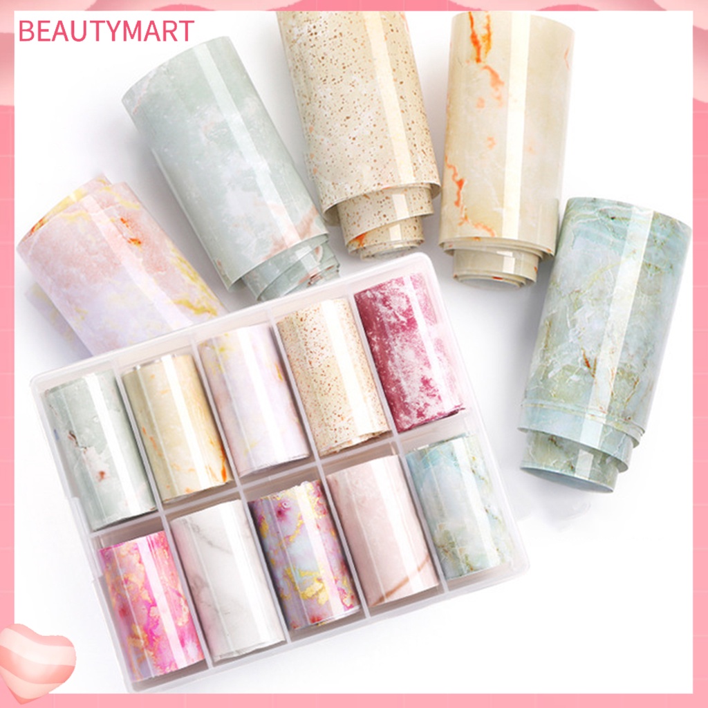 Hộp 10 Cuộn Nhãn Dán Móng Tay Bằng PVC Nhiều Màu Dành Cho Nữ