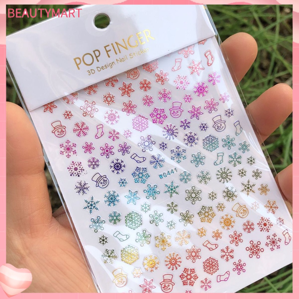 1 Tấm Sticker Phát Quang Tự Dính Họa Tiết Bông Tuyết Giáng Sinh 3D Trang Trí Móng Nghệ Thuật