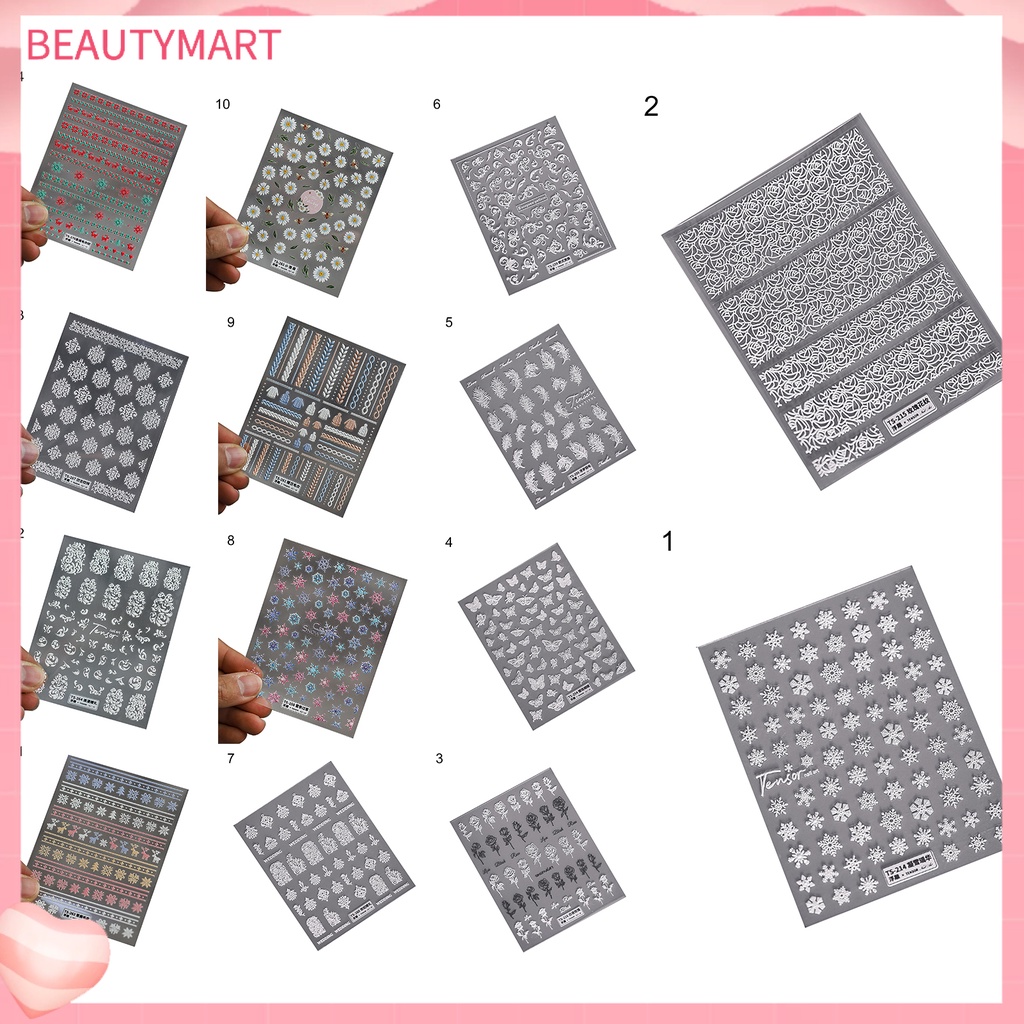 Miếng Dán Trang Trí Móng Tay 5D Hình Lông Vũ Màu Trắng Không Phai