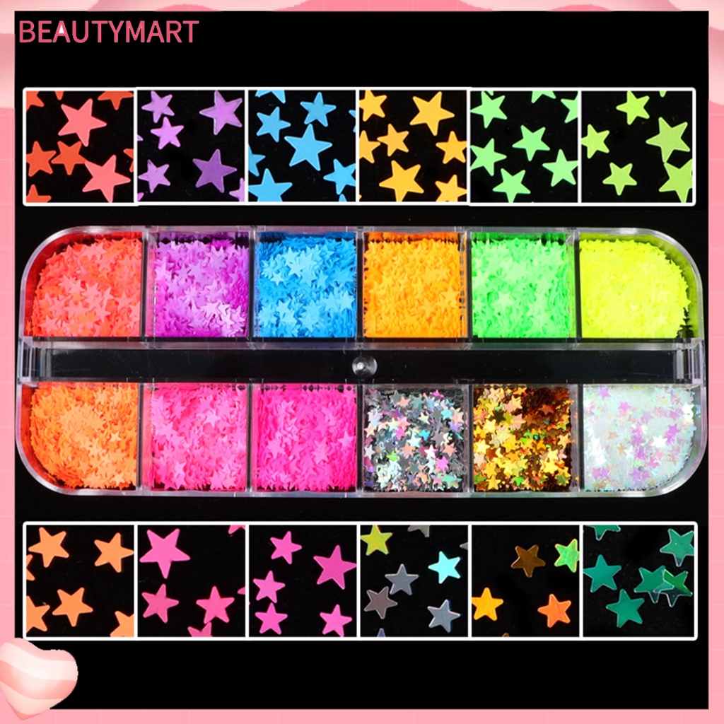 1 Hộp Đựng Hạt Nhựa 12 Ô Màu Sắc Tươi Sáng Trang Trí Móng Tay Nghệ Thuật