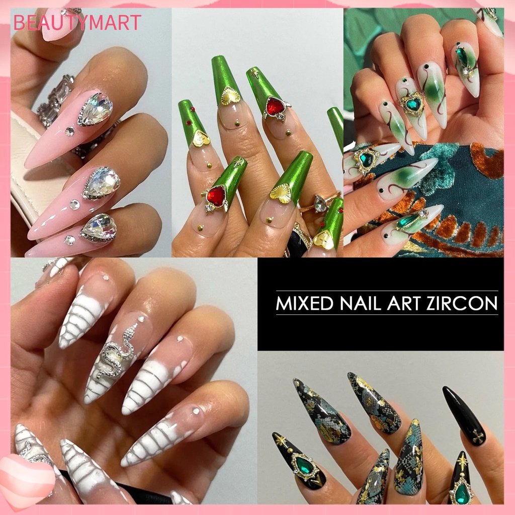 1 Hộp Đá Pha Lê Hình Trái Tim Nhiều Màu Đa Năng Trang Trí Móng Tay Nghệ Thuật Thời Trang DIY