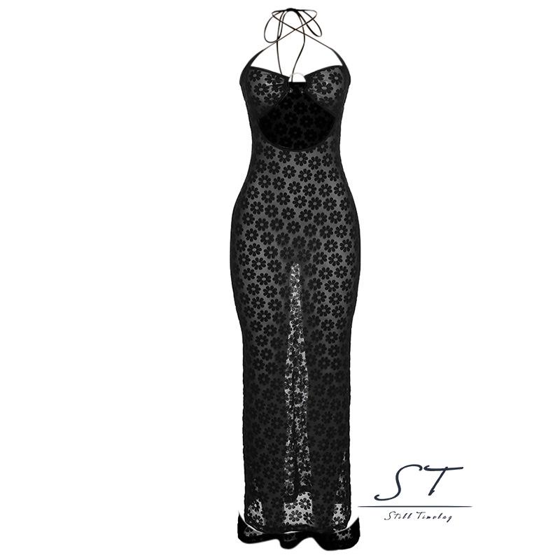 Đầm Dài Hai Dây Dáng Ôm Hở Lưng Thời Trang Đường Phố Mùa Hè CY03 Cho Nữ