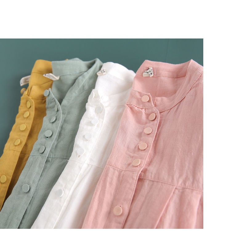 Áo Sơ Mi cotton Lanh Dáng Rộng Màu Trơn Cỡ Lớn Thời Trang Mùa Hè 2023 Cho Nữ