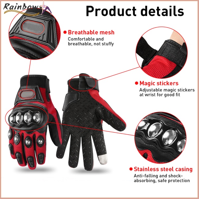 1 Đôi Găng Tay Lái Xe Máy Thiết Kế Thoáng Khí Chống Trượt Chống Mài Mòn Bảo Vệ Màn Hình Cảm Ứng