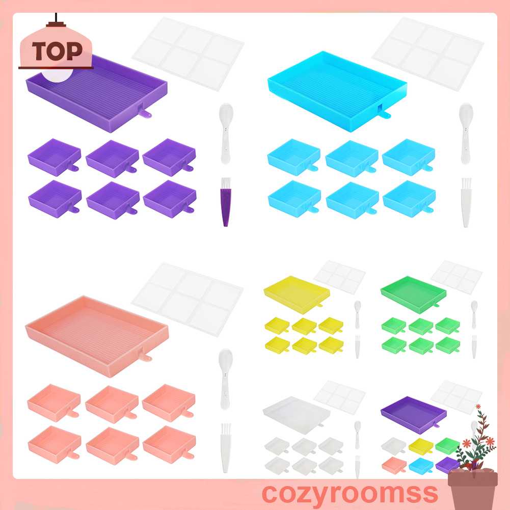 Khay Đựng Hạt Cườm Thêu Tranh Đính Đá Cỡ Lớn Có Nắp Đậy