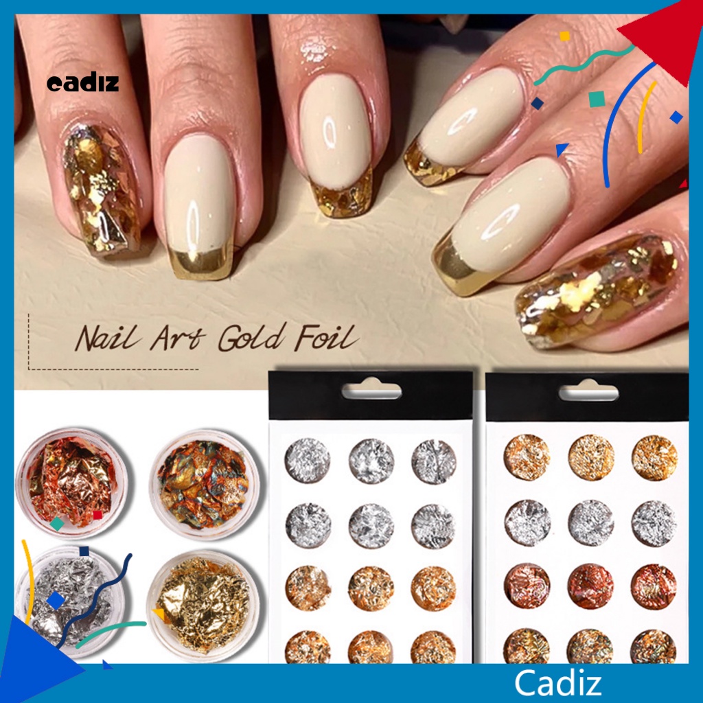 Set 12 Lá Vàng Siêu Mỏng Trang Trí Móng Tay Dễ Dán