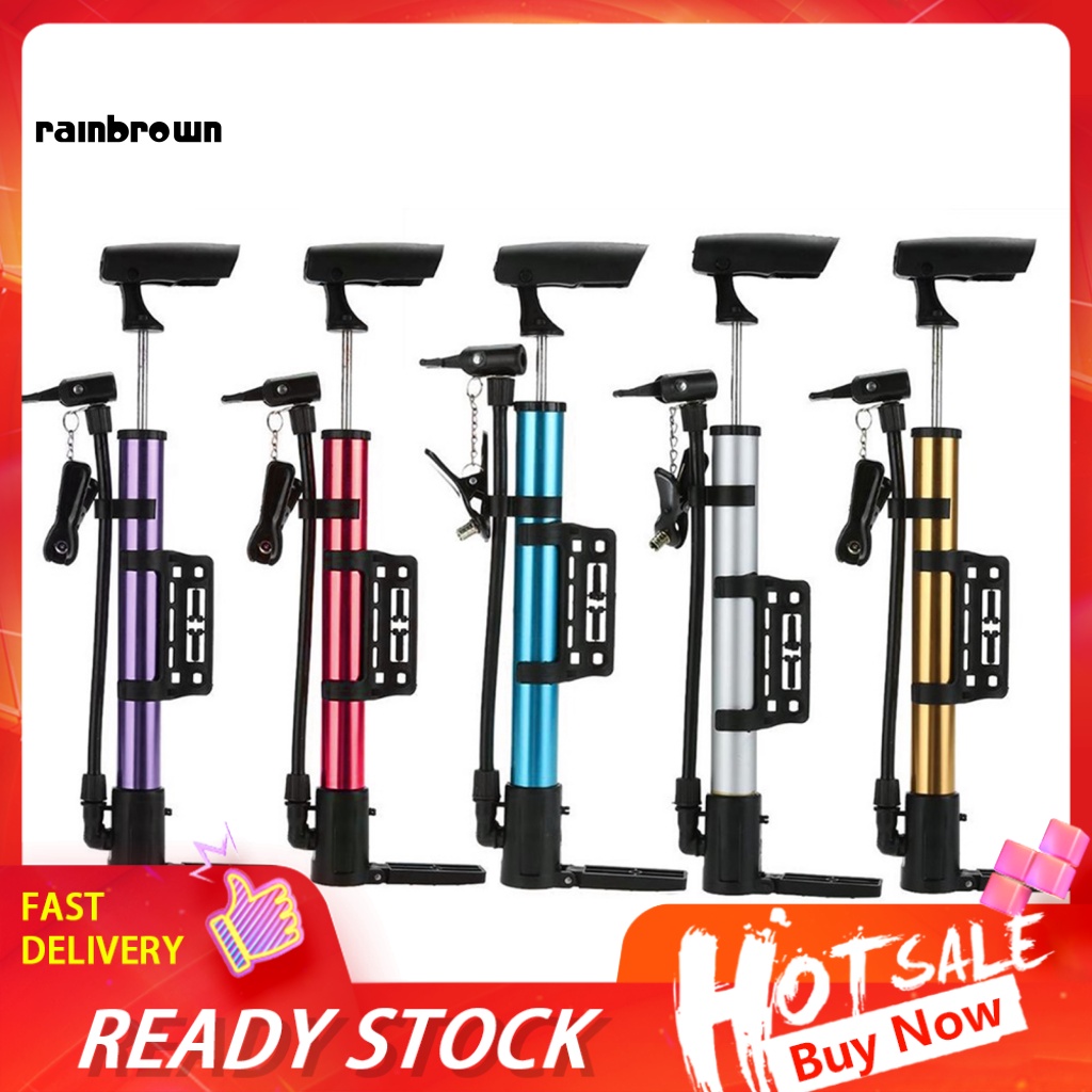 &lt; Rainbrown &gt; Van Bơm Hơi Xe Đạp / Bóng Đá Bằng Hợp Kim Nhôm Nhỏ Gọn Phong Cách Anh Quốc