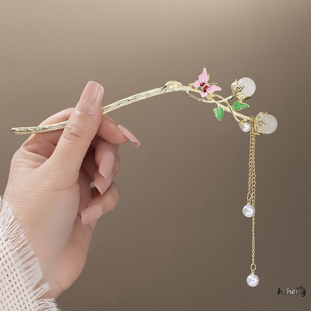 Trâm Cài Tóc Mạ Vàng Hình Bướm Đính Đá Pha Lê