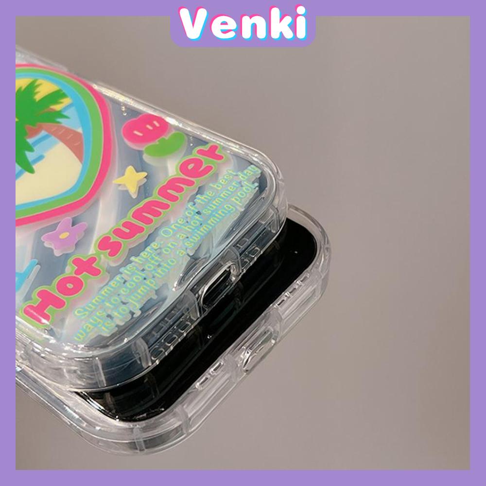 VENKI - Ốp Lưng iPhone Cho iPhone 11 Ốp Lưng Điện Thoại Trong Suốt Phản Quang Laser TPU Mềm Túi Khí Chống Sốc Vỏ Cây Dừa Lãng Mạn Tương Thích Với iPhone 14 13 Pro max 12 Pro Max XR XR 7 8