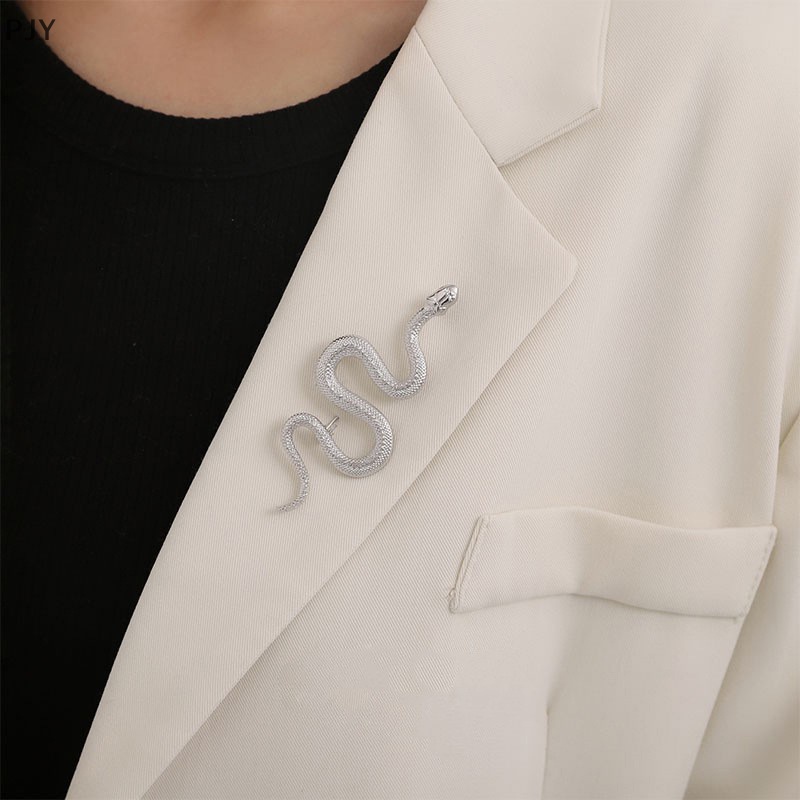 Ghim Cài Áo Kim Loại Hình Rắn Phối Màu Vàng Độc Đáo Thời Trang