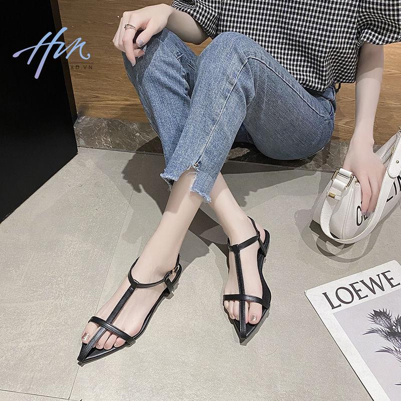 Giày Sandal Đế Bệt Mũi Nhọn Quai Chéo Phong Cách Hàn Quốc Thời Trang Mùa Hè Quyến Rũ Dành Cho Nữ 2023 SD_0329