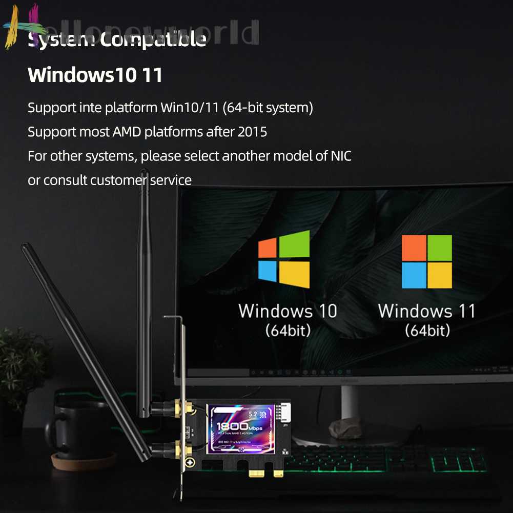 Bộ Chuyển Đổi WiFi 802.11N / G / B / A / AC / AX WIFI6 / Bluetooth 5.2 Cho Windows 10 / 11