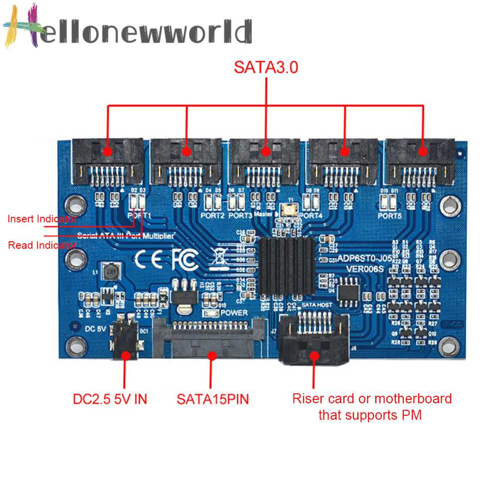 Card Mở Rộng SATA 1 Sang 5 Cổng SATA3.0 6Gbps