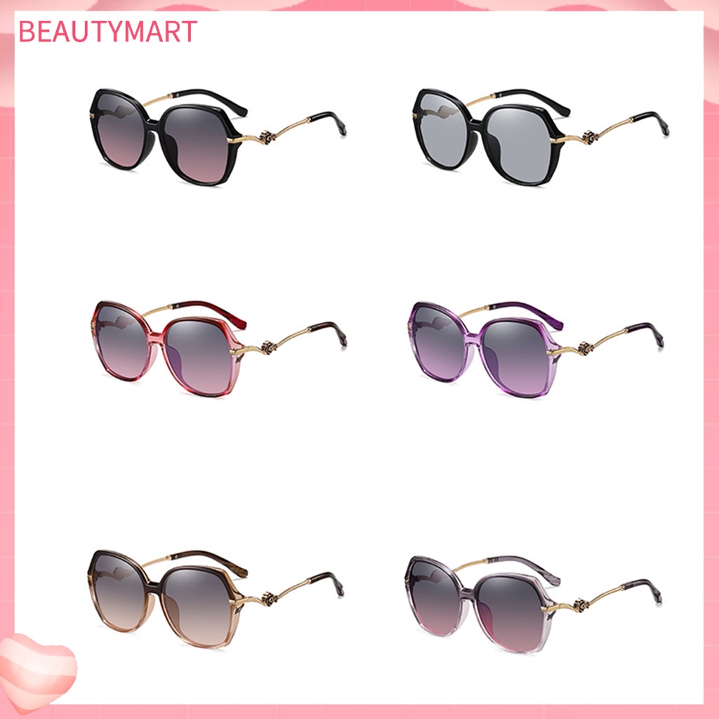 Kính Mát Phân Cực Chống Tia UV Gọng Lớn Họa Tiết Hoa Cho Nữ