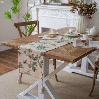 【VARSTR】Table Runner Cotton Decorations Farmhouse Spring Table Decoration Tablecloth