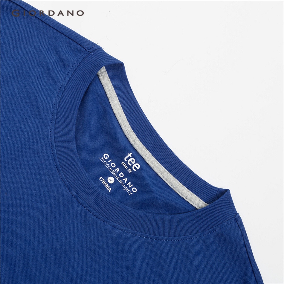 Áo thun GIORDANO 18090801 tay ngắn màu trơn in hình cho nam