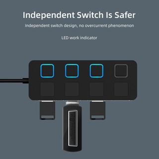 Usb 2.0 Hub Multi Splitter 4 Ports Expander Multiple Use Power Adapter With Switch For Pc Computer [Q/15]