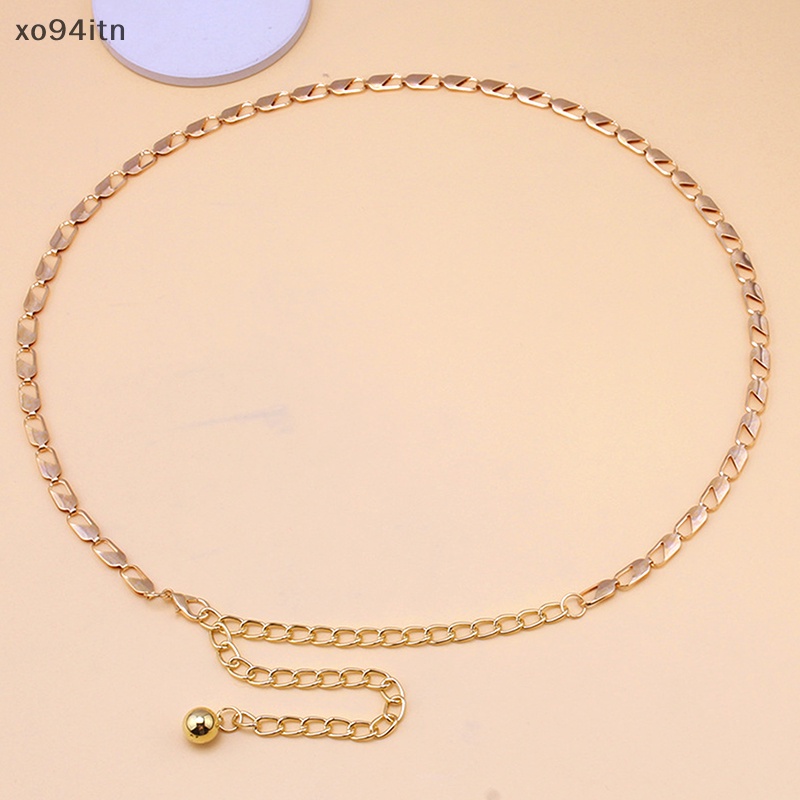 Thắt Lưng Dây Xích Kim Loại Màu Vàng Kim Sáng Tạo Thời Trang Cho Nữ