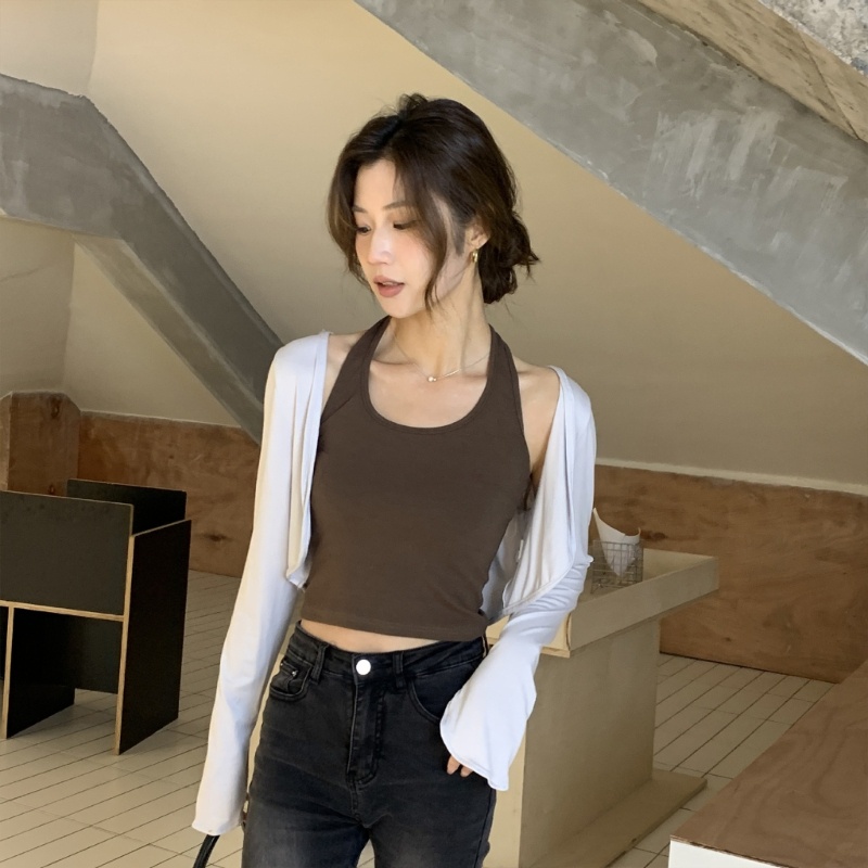 Xiangbao Áo Khoác Crop Top Có Thể Mở Được Thời Trang Mùa Hè Giản Dị Dành Cho Nữ