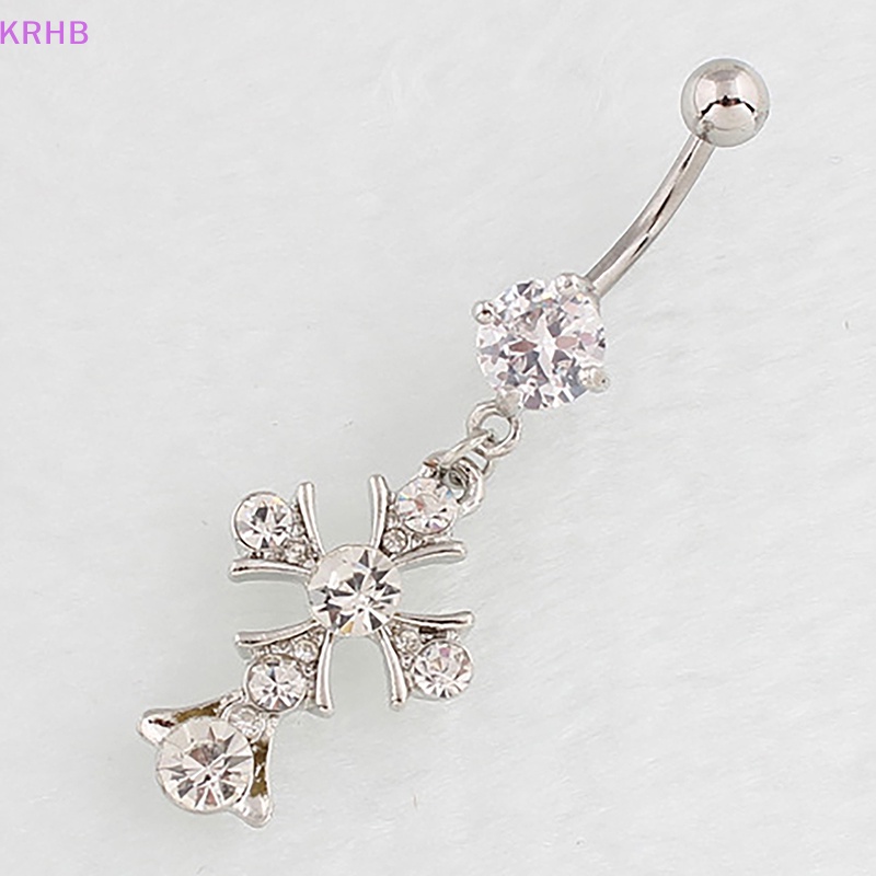 Khuyên Rốn Bằng Thép Không Gỉ Đính Đá Hình Chữ Thập Sáng Tạo Mới