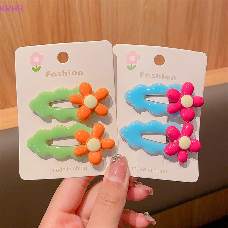Set 2 Kẹp Tóc Hình Bông Hoa Nhiều Màu Sắc Thời Trang Dành Cho Nữ Mới