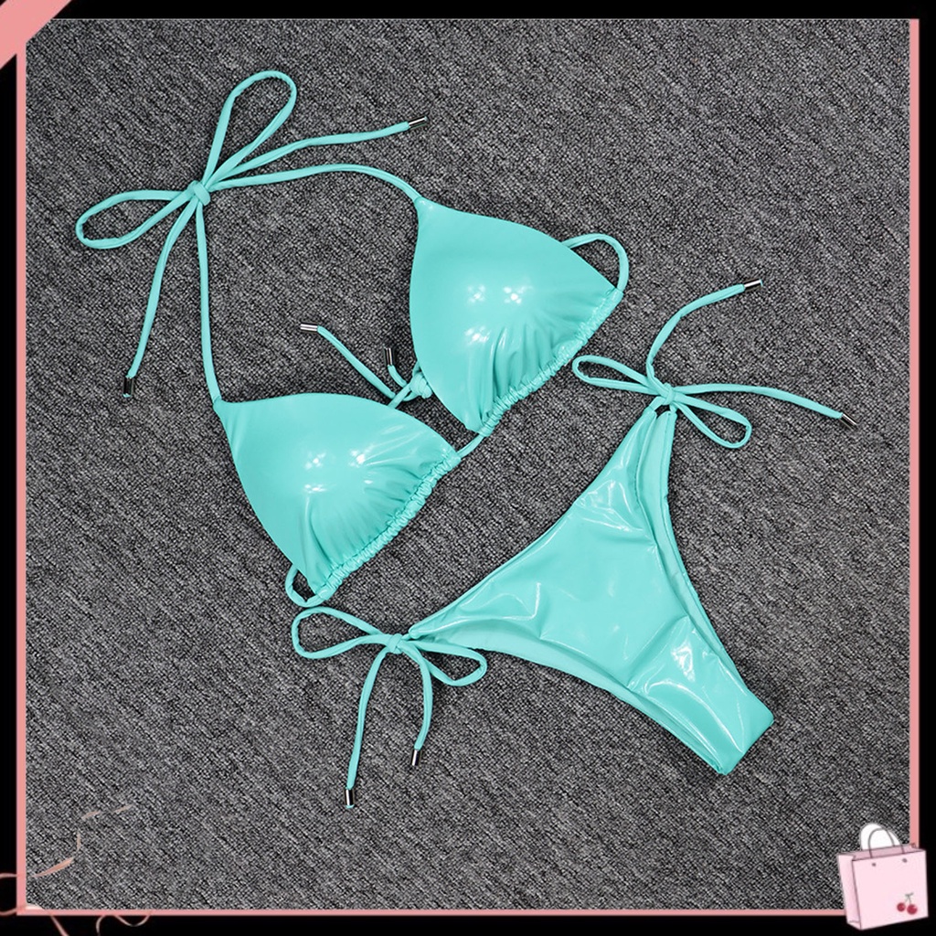 Bộ Đồ Bơi 2 Mảnh Hở Lưng Có Mút Đệm Màu Phản Quang Thời Trang Đi Biển Cho Nữ